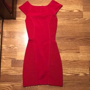 Red body con dress